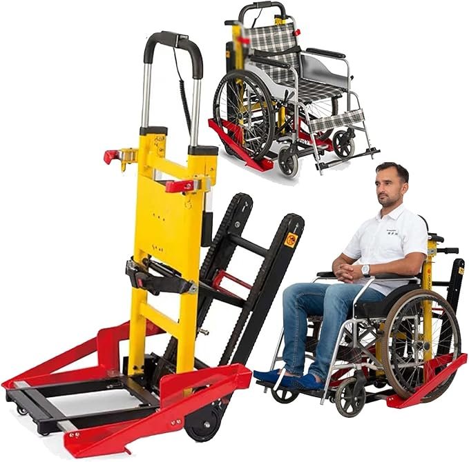 Escalador de escaleras eléctrico (coloque la Silla de Ruedas), con Mango telescópico, Carga máxima 440 lb/200 kg, Motor sin escobillas, para trasladar Pacientes