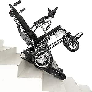 Silla de ruedas eléctrica de escalada para evacuación de escaleras, aleación de aluminio plegable con reposacabezas elevable, ideal para personas con discapacidad y ancianos