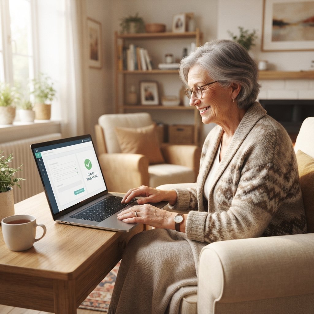 Persona solicitando un presupuesto online para instalar una silla salvaescaleras mediante un formulario web