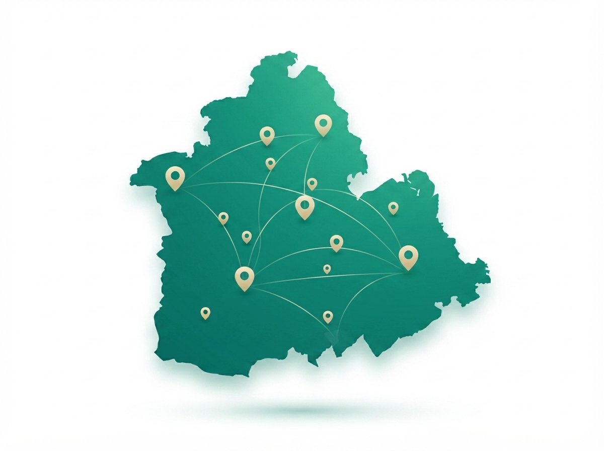 Mapa ilustrado de cobertura de instalación de sillas salvaescaleras Sevilla