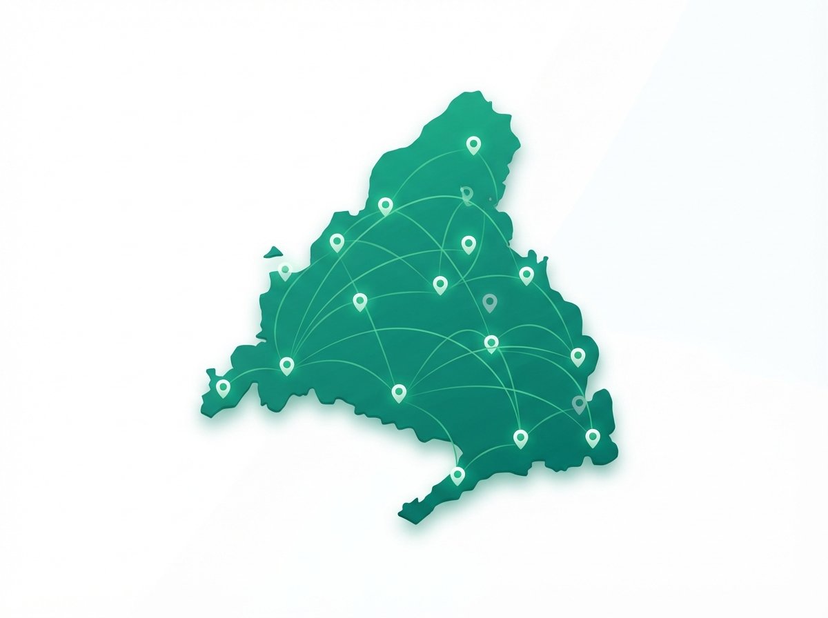 Mapa ilustrado de cobertura de instalación de sillas salvaescaleras