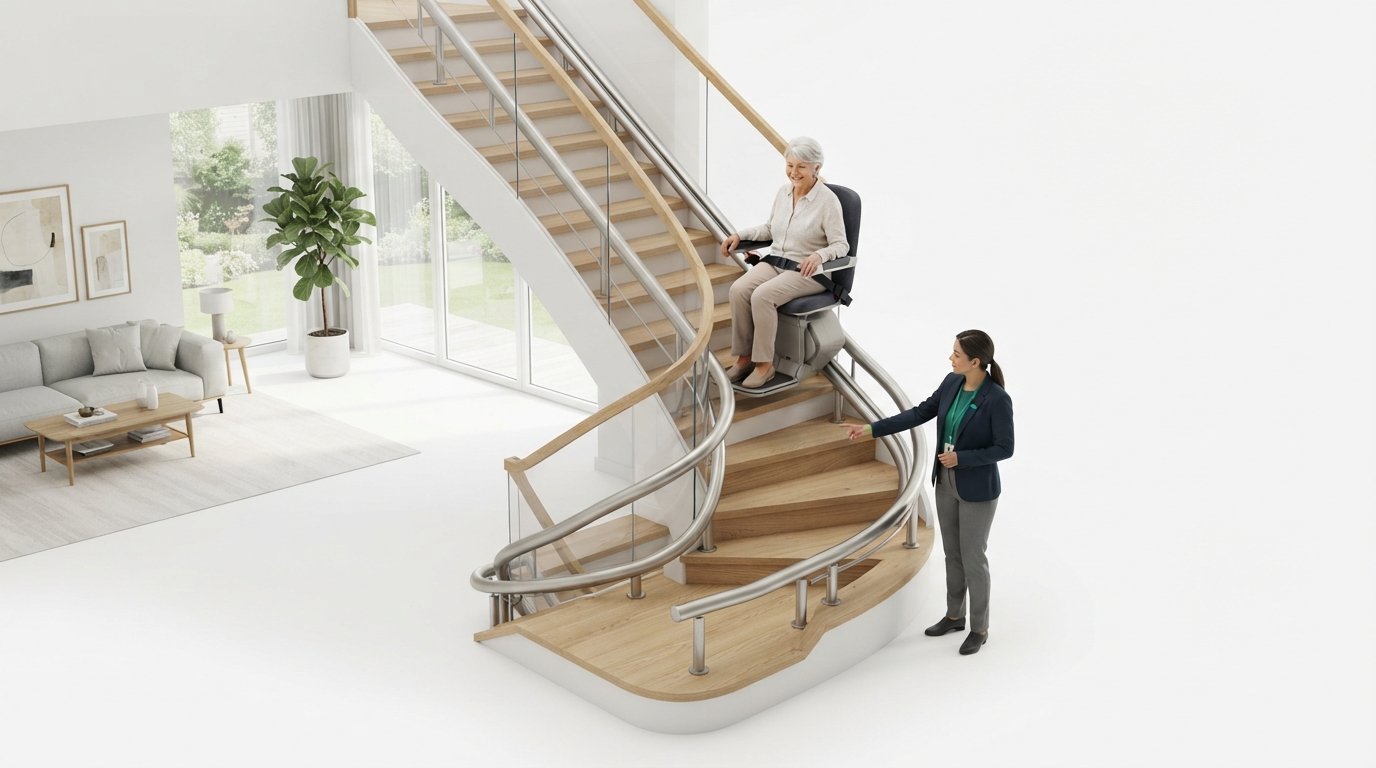 Silla salvaescaleras para escaleras curvas en Madrid