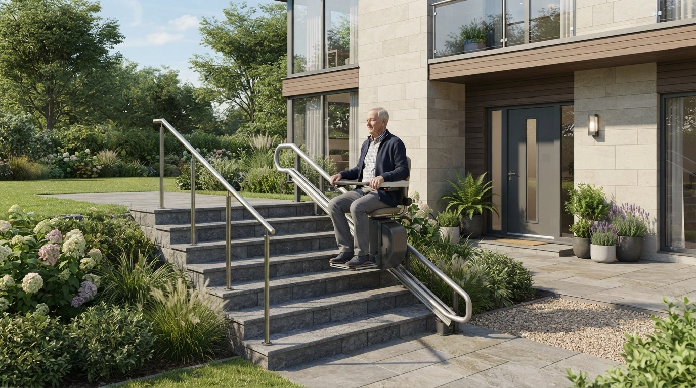 Silla salvaescaleras exterior en Madrid